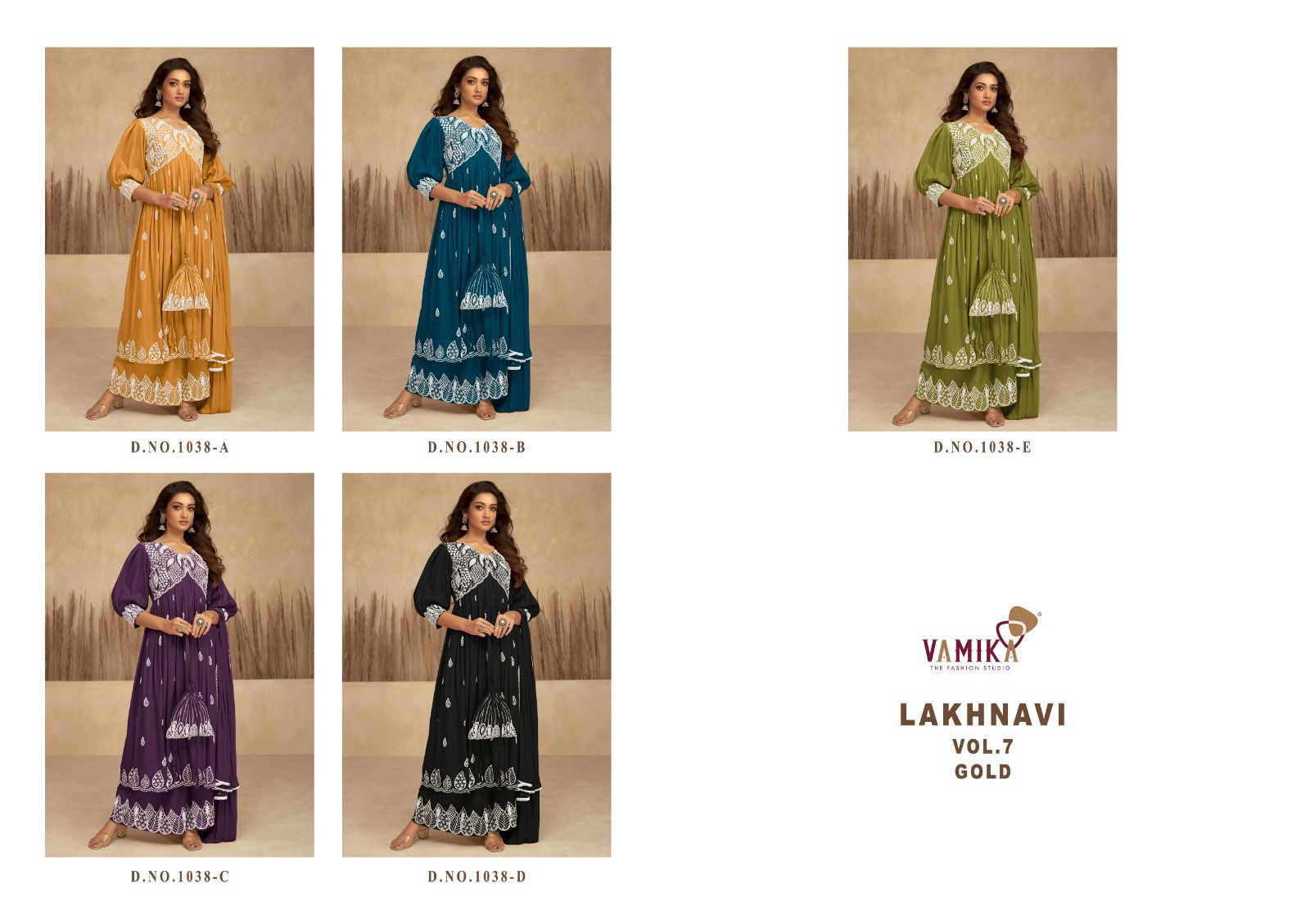 Lakhnavi Vol 7 Gold By Vamika Wedding Wear Readymade Suits Wholesale Clothing Distributors In India
